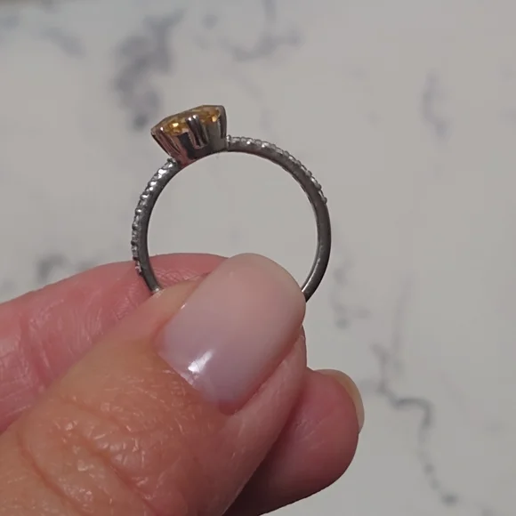 New Rose Cut Yellow Canary Moissanite Ring - Picture 3 of 9